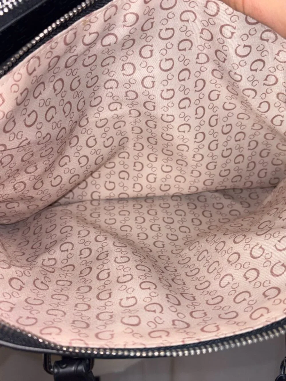 Guess Los Angeles Black Logo-Embossed Satchel